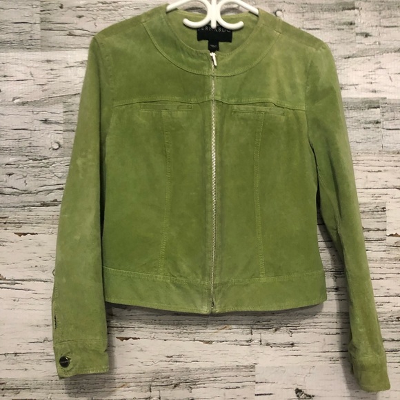 ⭐️ Host Pick ⭐️ light green suede jacket size: large - Picture 2 of 8